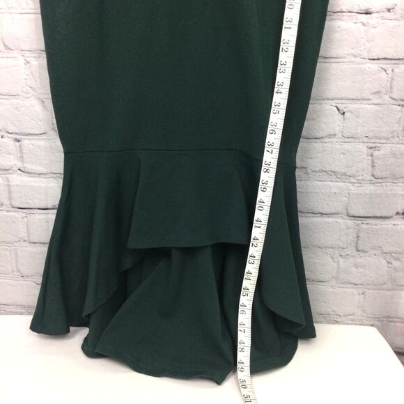 Lulus Fishtail Hem Empire Waist Elegant Holiday Party Maxi Forest Green Dress M - Picture 14 of 16